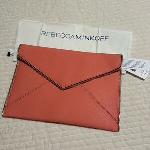 Rebecca Minkoff Peach Leather Envelope Clutch